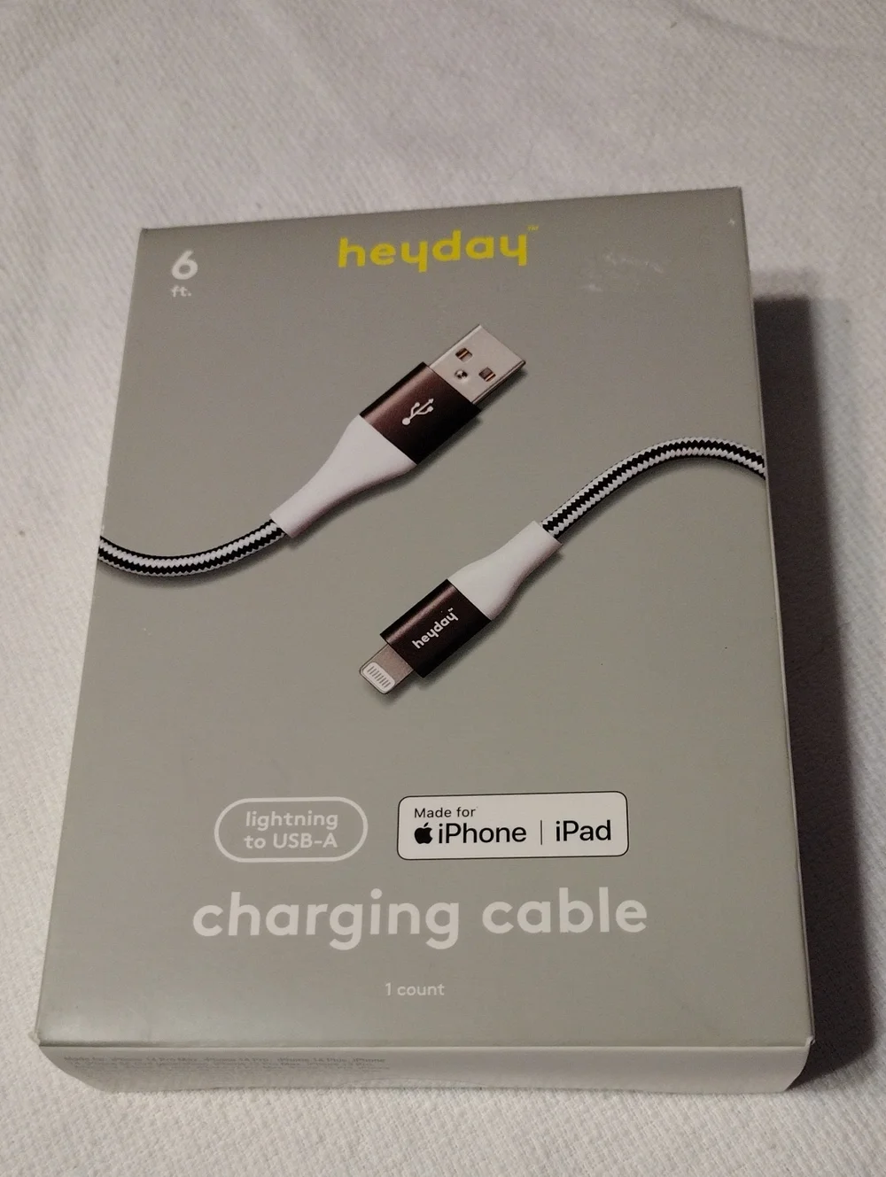 heyday Braided Lightning to USB-A Charging Cable